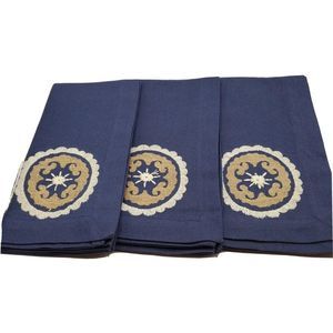 Pottery Barn Hanukkah Embroidered set of‎ 3 napkins New  Blue Holiday